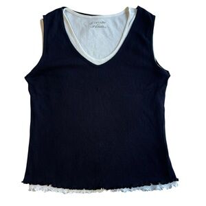 Y2K Black And White Attached Tank Tops